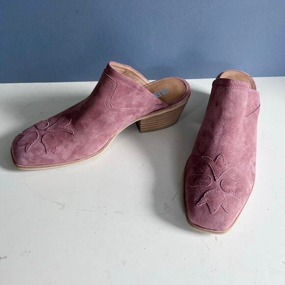 Silent D Anthropologie shoes mules size 9 pink western floral patchwork coastal - Picture 2 of 13